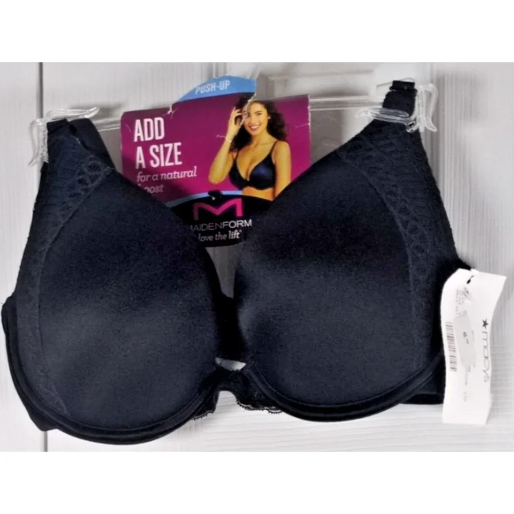 NWT Maidenform Natural Boost Add A Size Shaping Underwire Bra 09428 Black 34D